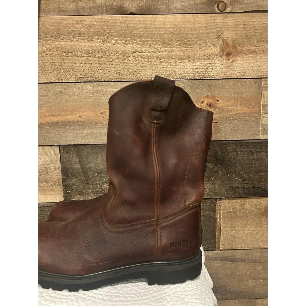 IRON‎ AGE IA0194 Wellington Boot Sz 13 W Brown Composite Toe Yarder